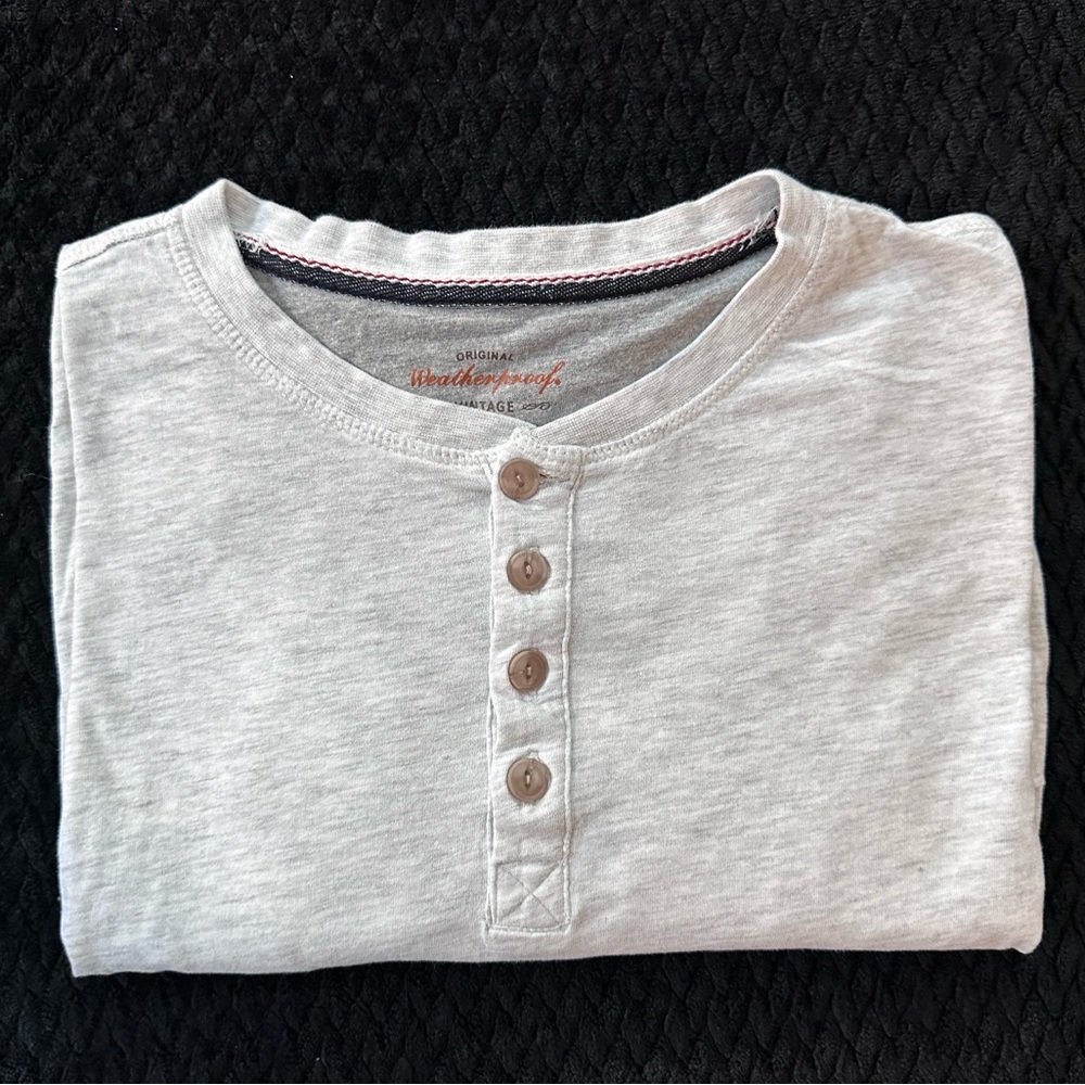 Weatherproof 4 button Henley Long Sleeve tee - large